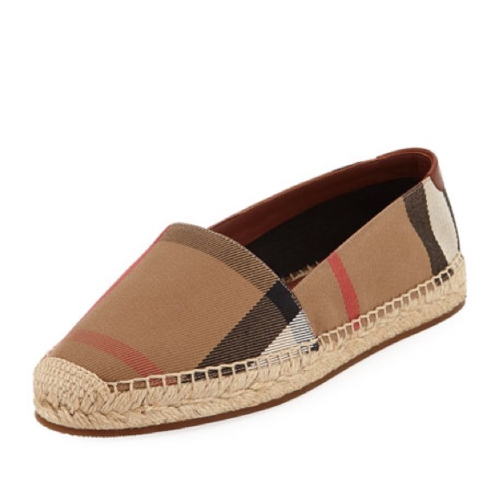 NEW IN BOX Burberry Hodgeson Check Jute Espadrille